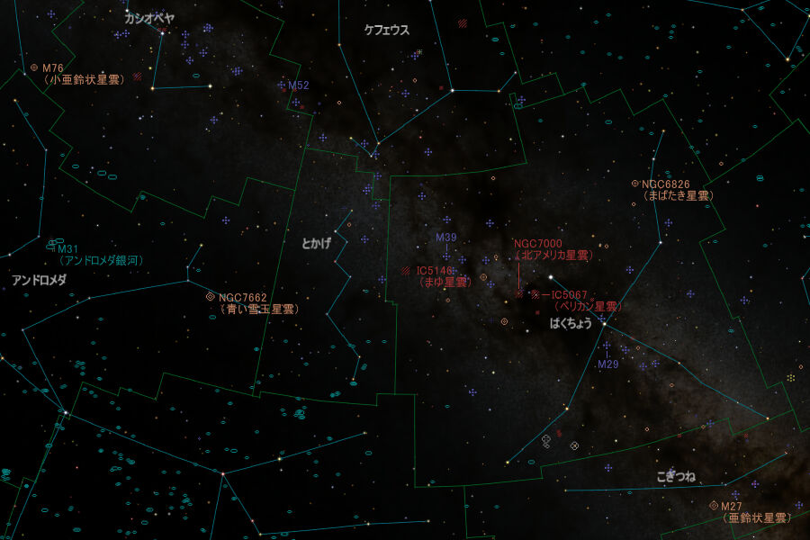 まゆ星雲 IC5146の位置