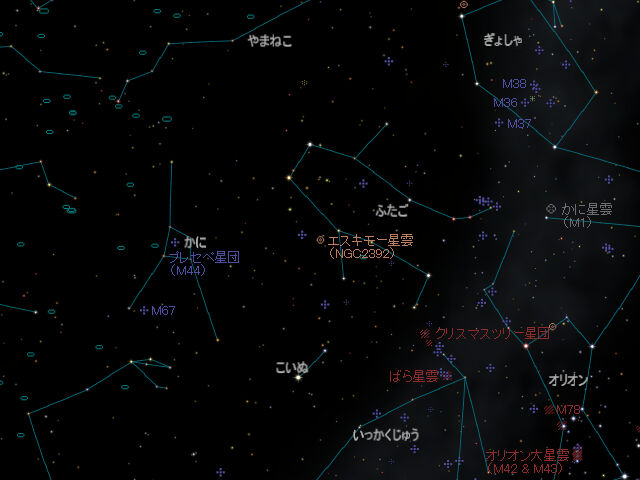 エスキモー星雲の位置